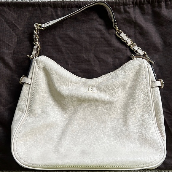 kate spade Bags Kate Spade Leather Shoulder Bag In Stone With Gold